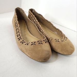 MICHAEL KORS Tan Suede Perforated Flats sz 6.5